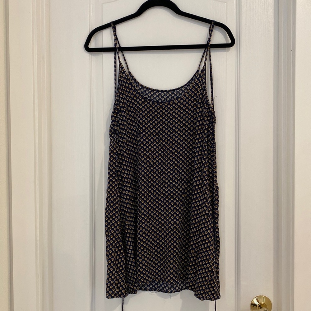 Brandy Melville slip dress navy leaf patterned